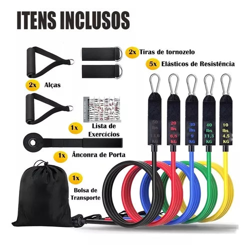 Kit 11 Elástica Extensor Para Fortalecimento