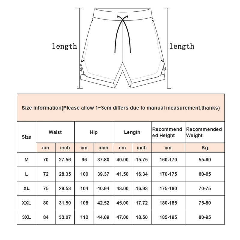 Shorts verão masculino esportivo 2 em 1